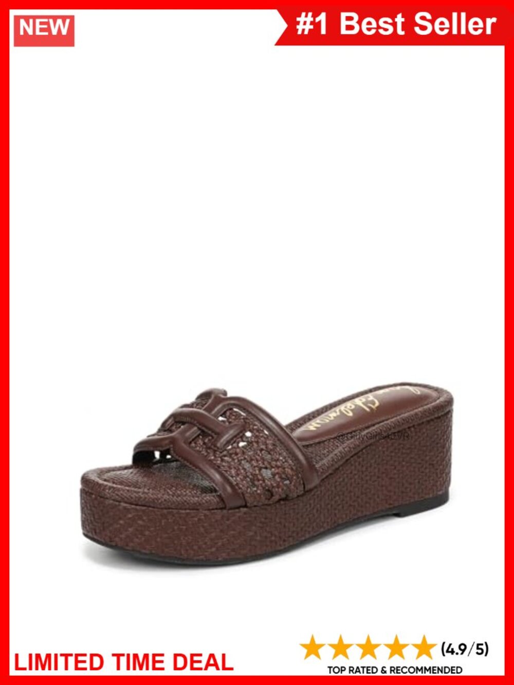 Sam Edelman Pauleena Weave Espadrille Platform Sandal Leather Slip On Heel